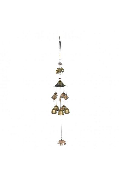 OEM Wind Chimes, Metal and Plastic, Elephant, 10x60cm, Gold
