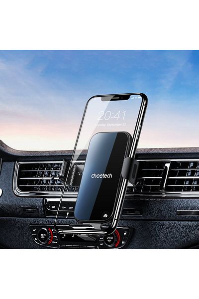 CHOETECH Încărcător inductiv cu suport auto + vârfuri magnetice negre