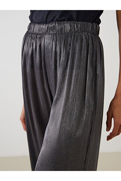 LC Waikiki Black Elastic Waist Shiny Look Women's Trousers