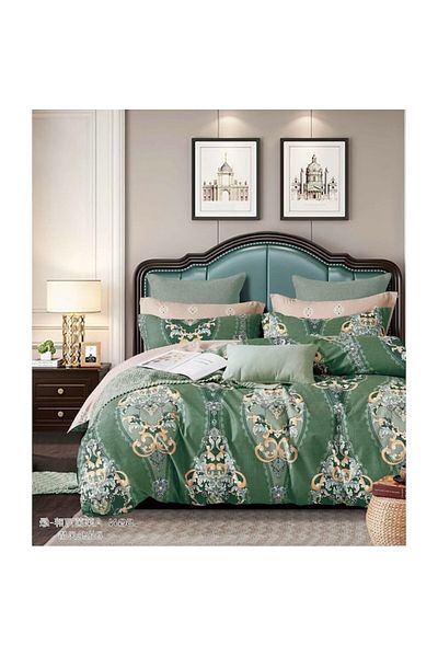 OEM Bed Linen Set, Elegant Print, 4 Pieces, For 2 People, 230x250cm, Cotton, Multicolor