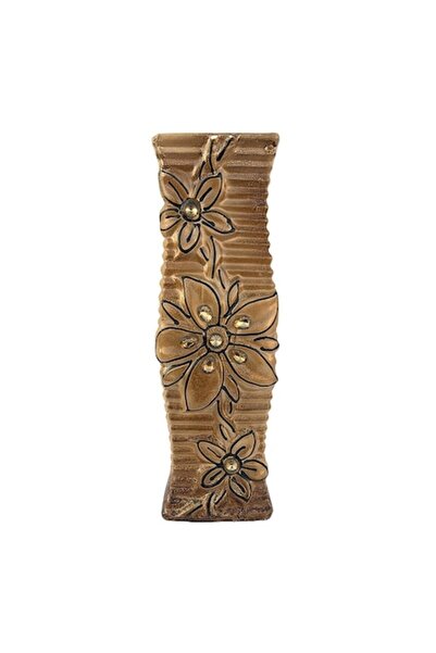 OEM Vaza din ceramica cu romburi si funda din sfoara, M3,11X30 cm