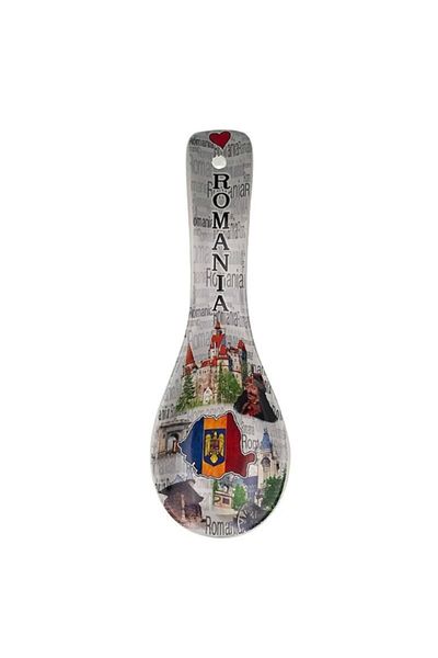 OEM Suport lingura, ceramica, Mesaj Romania, 9x27cm, multicolor