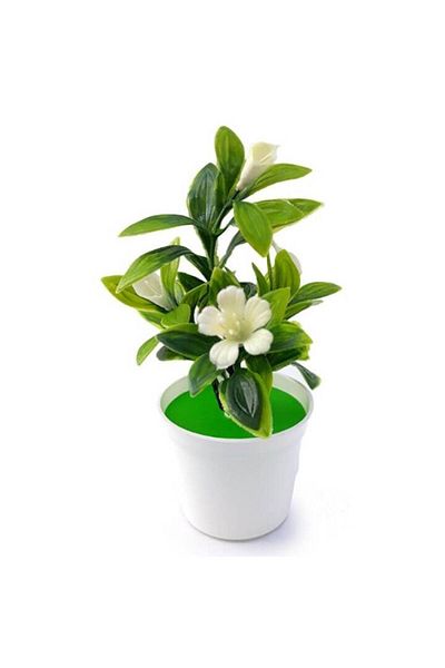 OEM Plastic Flower Pot with Decorative Flowers, White, 10x18 cm