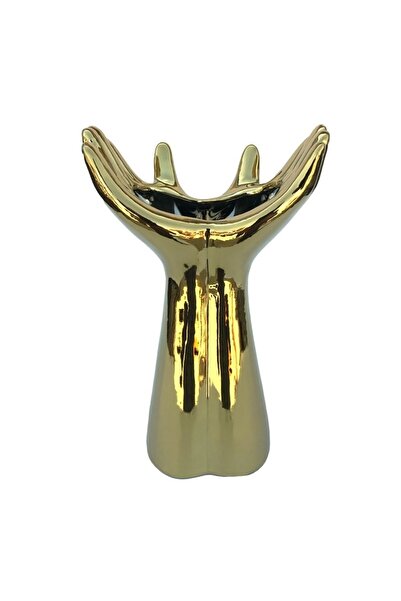 OEM Decorative Vase, Ceramic, 2 Hands, 14x23cm, Gold