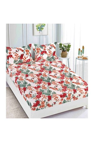 JOJO HOME Bed Sheet and 2 Pillowcases, Jojo Home, Cocolino, 2 Persons, 3 Pieces, Floral Print, 180x200cm, Mult