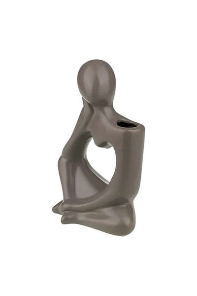 OEM Vază decorativă din ceramică în formă de gânditor, 13x20 cm, gri