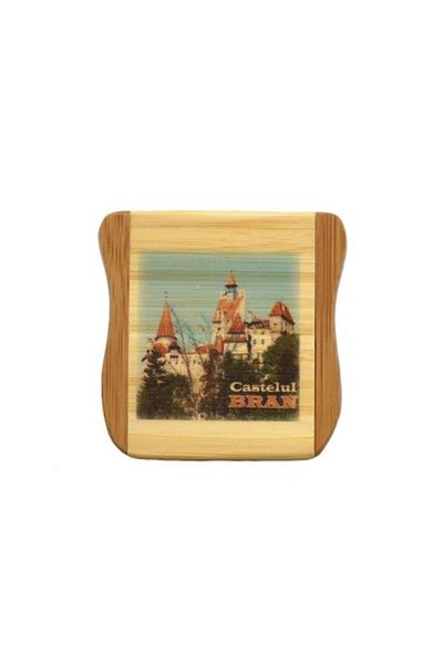 OEM Oglindă de buzunar cu cutie din lemn, Bran, 8x11cm, multicoloră, M2