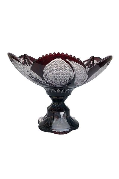 OEM Glass Fruit Bowl in Flower Shape, with Stand, 24x17 cm