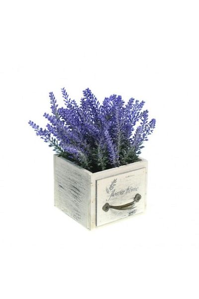 OEM Lavender Artificial Pot, 12x12x21 cm, Wood/PVC Purple