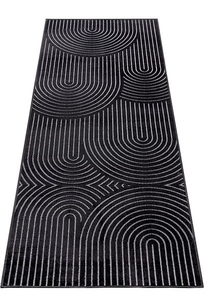 luna home Sibiu Faron thin cotton rug, Scandinavian design black, 80x200 cm