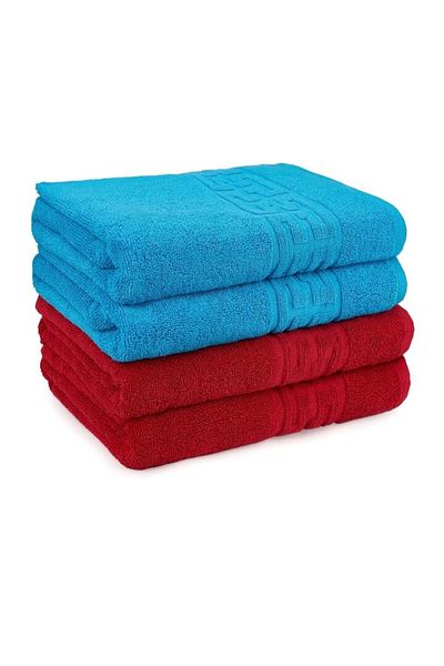OEM Set 4 Towels Red, Turquoise 70x140cm 100% Cotton 550gr