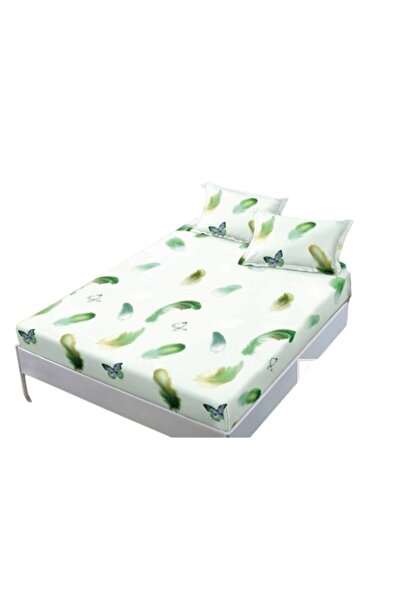 OEM Sheet and pillowcase set, Finet, 3 pieces, 1 person, 140x200cm, feathers, white-green