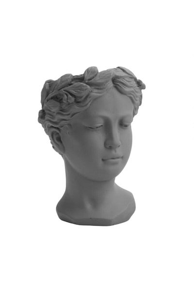 OEM Vază decorativă cu față de băiat, ceramică, 22x15 cm, gri