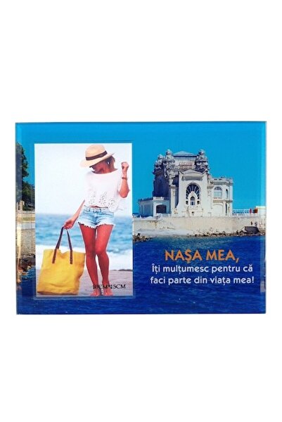 OEM Ramă foto din sticlă fotografii în format 10x15, cu imagini de vară și dedicație nașă, M3, 22x1