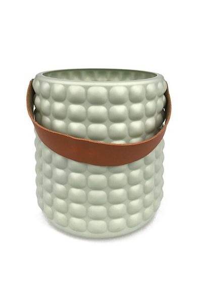 OEM Gray Plastic Vase with Squares and Handle, 14X15 cm