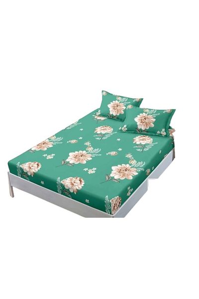 OEM Husa de pat si fete de perna, Finet, 3 piese, 1 persoana, 140x200cm, imprimeu Floral, Multicolor