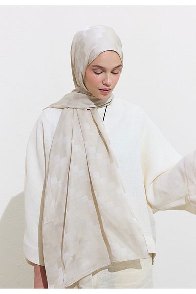 Freshscarfs Nori Silky Jacquard Shawl Stone