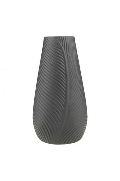OEM Ceramic Vase - Leaf Design, 17x33 cm, Grey