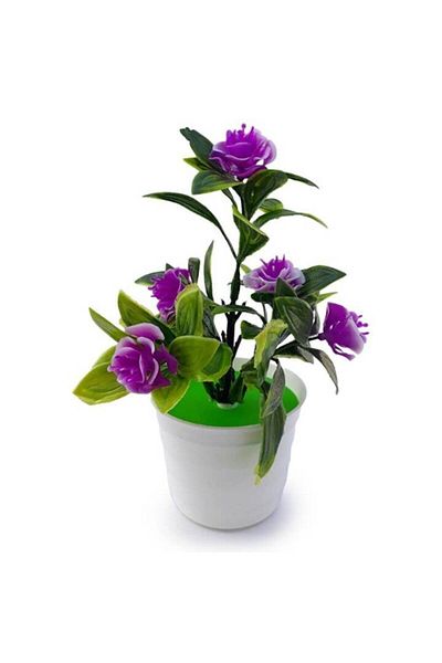 OEM Plastic pot with decorative flowers, purple, 10x18 cm