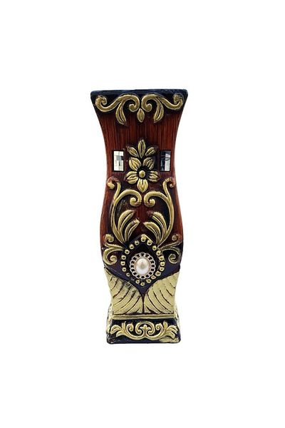 OEM Vază ceramică vintage cu oglinzi și broșă, 30 cm, M2