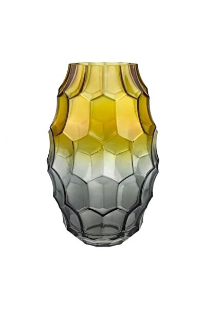 OEM Vază de sticlă cu design de romburi în două culori, 15x26 cm