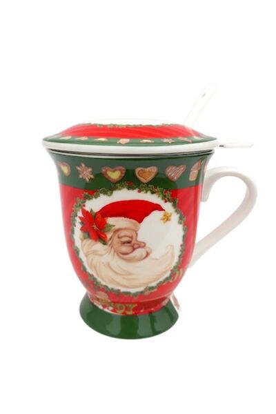 OEM Cană ceramică cu capac, lingură și strecurătoare pentru ceai cu cap de Mo...