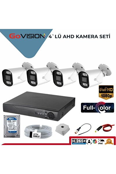 Go Vision 4'lü Ahd Kamera Seti 1080p 2mp Lens Gece Görüşlü, Full Color Serisi