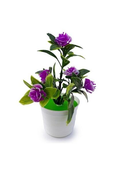 OEM Plastic pot with decorative flowers, purple, 10x18 cm