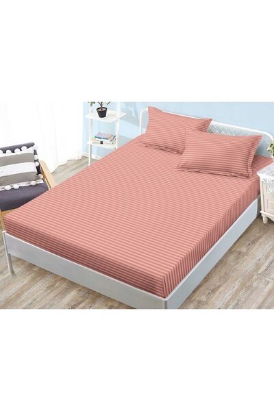 OEM Husa de pat si 2 fete de perna, cu elastic, Sonia-Home, Damasc, 1 persoana, Uni, 140x200cm, Somon