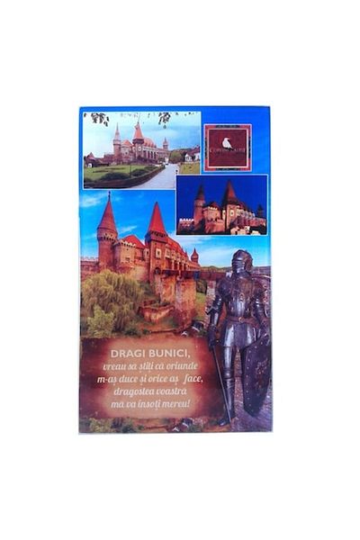 OEM Glass decoration with Corvin Castle and dedication for grandparents, M2, 10x17 cm
