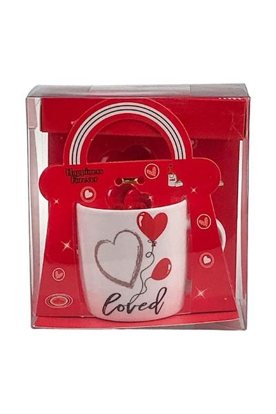 OEM Cana din ceramica cu inimi. 13x14 cm in cutie de cadou
