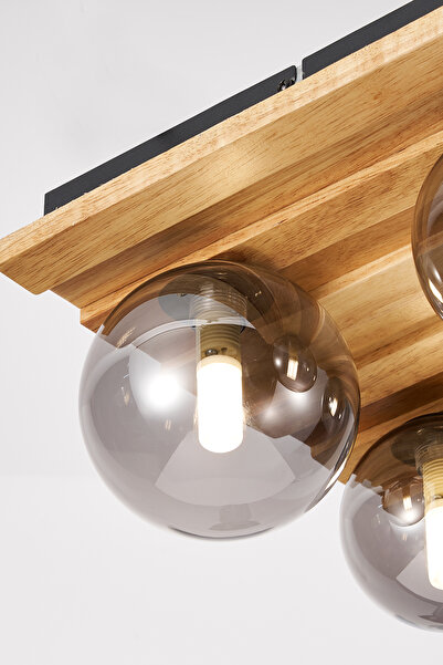 Apliqa Meggy 4'Lü Ahşap Plafonyer Avize