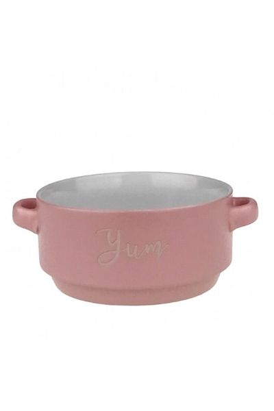 OEM Bol ceramic cu inscripția „Supă”, 13x6 cm, roz deschis