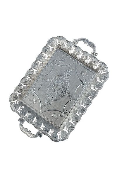 OEM Metal Tray with Handles and Floral Pattern, M1, 42x27 cm