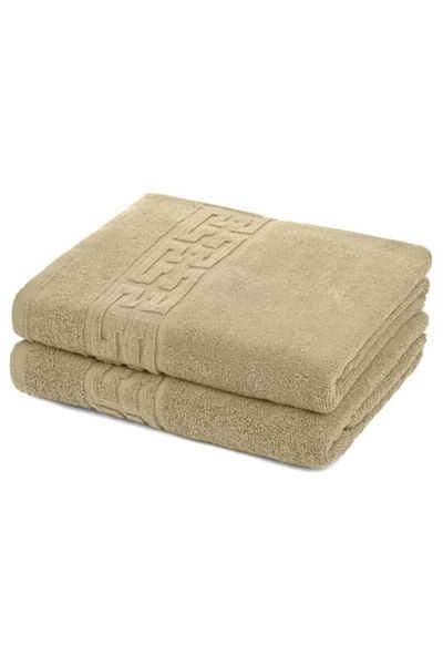 OEM Set 2 facial towels, Cotton, 500g/m², 50x90cm, Brown