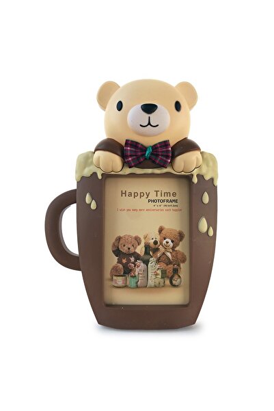 OEM Photo Frame in Mug Shape with Teddy Bear, Dark Brown, 20x28 cm