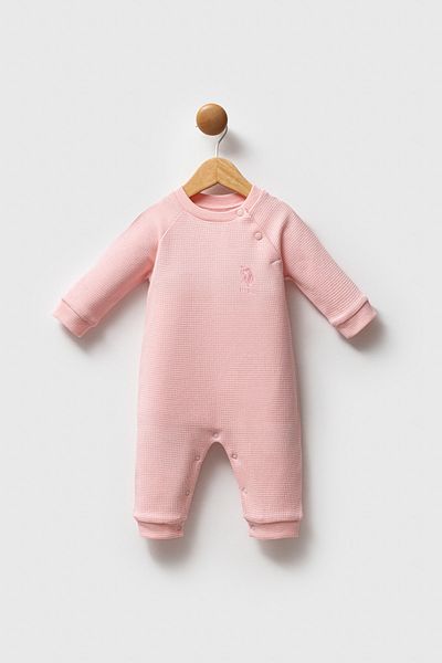 U.S. Polo Assn. Licensed Baby Girl Pique Patterned Jumpsuit