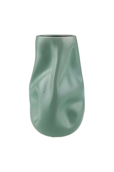 OEM Vază ceramică, 12x23 cm, verde închis