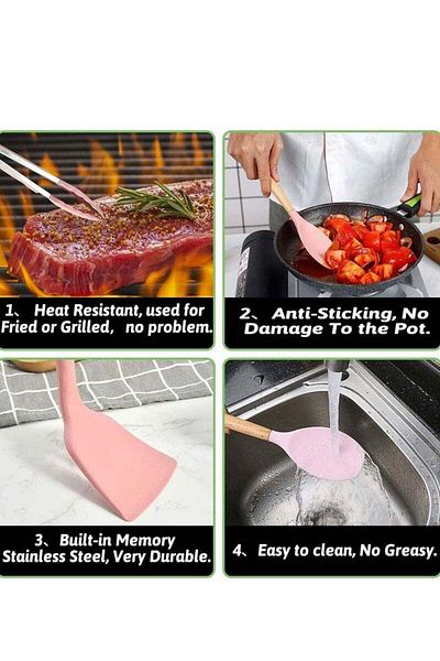 COOYA 12-Piece Silicone Kitchen Utensil Set Cooking Tools Nonstick Heat Resistant Cookwar，for gifts