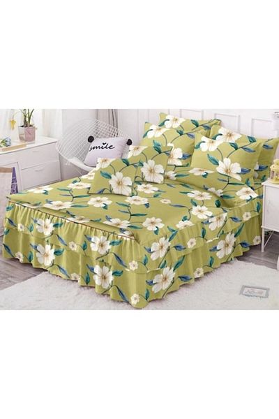 OEM Double Bedding Set with Ruffle, Finet, 6 Pieces, Floral Print, M12, 200x230cm