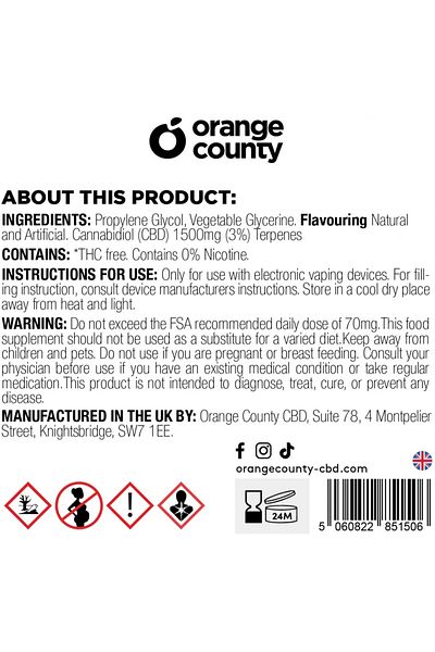OEM Lichid CBD 1500mg Orange County Cali Girl Scout Cookies | 50ml