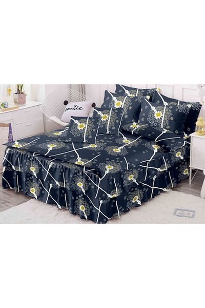 OEM Double Bed Linen, Ruffled Sheet, Finet, 6 Pieces, Floral Print, M3, 200x230cm