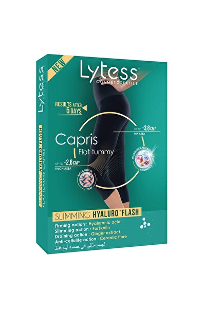 Lytess بنطال كابري للبطن المسطح بتقنية الهيالورو فلاش للتخسيس، لون أسود L/XL