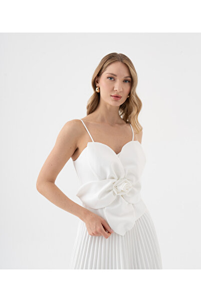 SERPİL 3D Gül Detaylı İnce Askılı Büstiyer