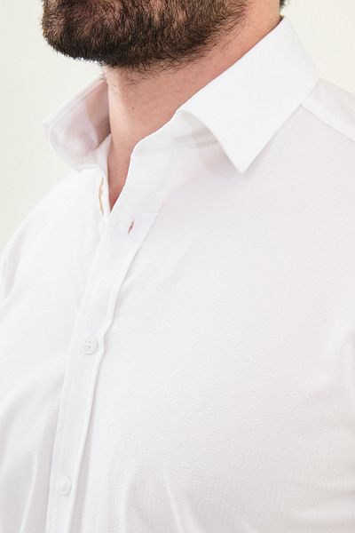 Mcr Seersucker Slim Fit Cotton Men's Shirt White - 27081.25Y