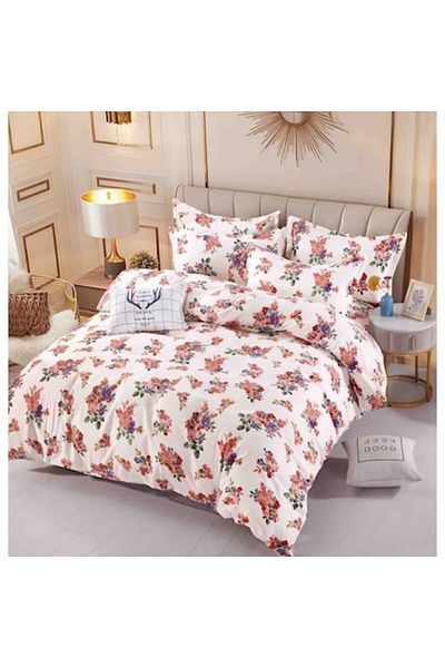 JOJO HOME Lenjerie de pat Jojo Home Imprimeu Buchet Flori 6 piese 2 persoane 245x250cm Finet Superior Bej Mult