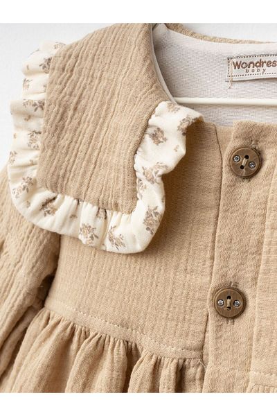 Cherrys Bebek Ruffled Square Neck Muslin Dress