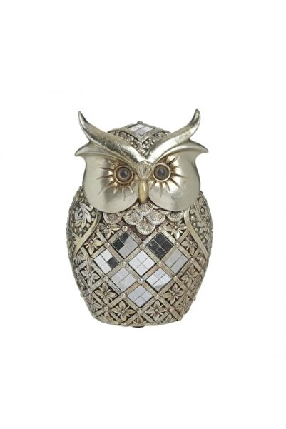 inart Figurină decorativă bufniță aurie și argintie, 11x16cm