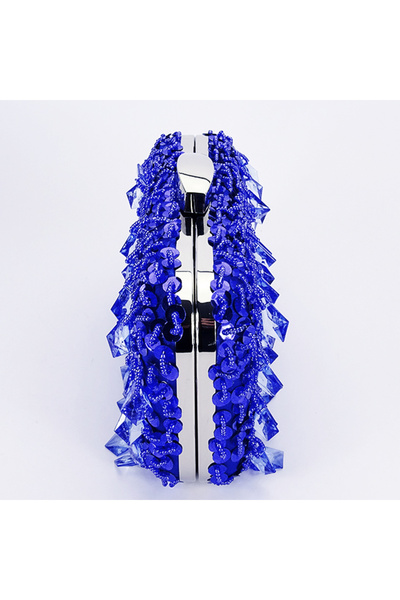 SOFILINE Μπλε τσάντα clutch με κρύσταλλα και πούλιες BME6011 06