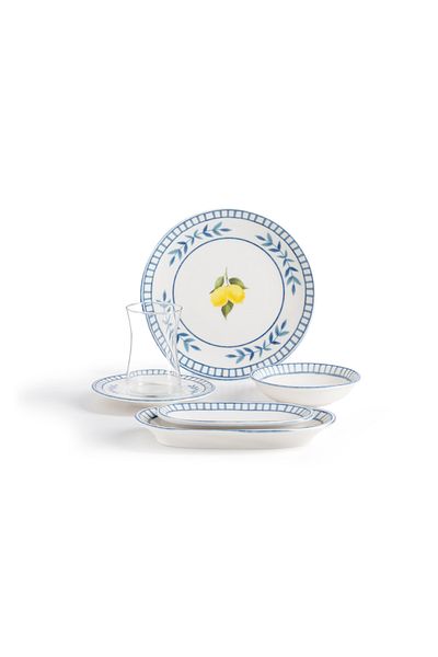 Madame Coco Brunella 26 Piece Breakfast Set - Blue/White